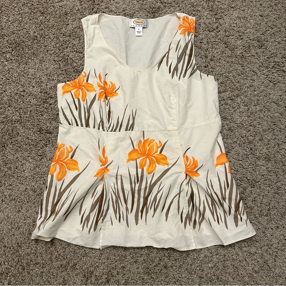 Talbots Vintage Floral Sleeveless Top Blouse SP